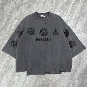 Nuevas Camisetas Personalizadas con Estampado de Patchwork, Hombros Caídos, Algodón Grueso, Camisetas Oversize, Estilo Urbano, Lavado Ácido, Camiseta para Hombre de Alta Calidad - Product Image 1