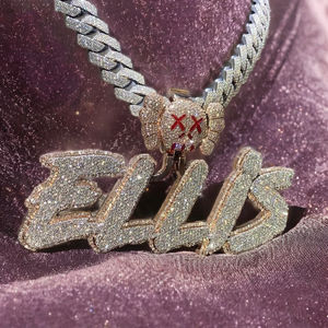 Hip Hop Logo Bijoux Hommes Glacé Personnalisé Lettre Pendentif En Argent Sterling 925 VVS Moissanite Diamant Nom Initial Logo Pendentif - Product Image 5