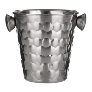 Enfriador de Vino de Metal Martillado, Cubitera de Metal Plateada de Alta Calidad con Asa, Enfriador de Cerveza - Product Image 5