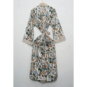 Nouvelle robe kimono en coton, style bohème chic, ample, à imprimé floral, longue, robe kimono bohème imprimée, ensemble décontracté - Product Image 5