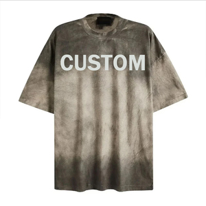T-shirt Homme Oversize Personnalisé Effet Vieilli Délavé Dégradé Streetwear Lourd - Product Image 1