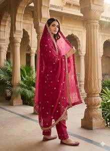 Elegant Fully Stitched GMY <b>Silk</b> <b>Kurta</b> Palazzo Set with Embroidery Work for Women - Product Image 4