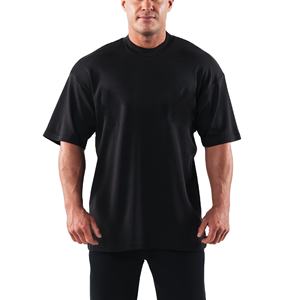 Camiseta de Algodón de Alta Calidad para Streetwear, Estilo Oversize con Hombros Caídos, Personalizable con Logotipo, Negra, para Hombre - Product Image 1