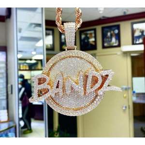 Colgante Personalizado de Perla de Agua Dulce con Incrustaciones, Plata de Ley 925, Bañado en Oro Rosa, Diseño de Letra, Engaste de Garra, para Unisex, Estilo Hip Hop - Product Image 4