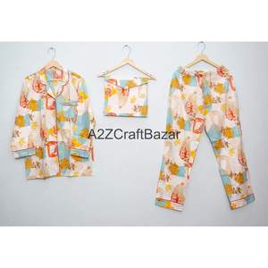 Women's Elegant Floral Printed Cotton <b>Pyjama</b> Set with Long Sleeves and Plus Size <b>for</b> <b>Summer</b>/Winter Wear - Product Image 4