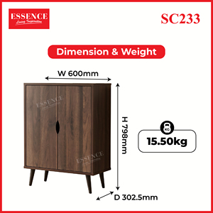 Meuble à chaussures moderne en bois à 2 portes, organisateur de rangement, étagère à chaussures en noyer Columbia pour l'entrée, mobilier de maison - Product Image 5