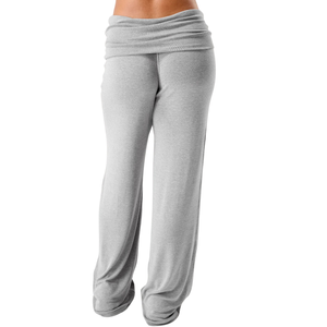 Pantalon de yoga gris clair pour femme, coupe large, taille haute, extensible, respirant, idéal pour la gym, l'entraînement, la détente et les activités sportives - Product Image 2