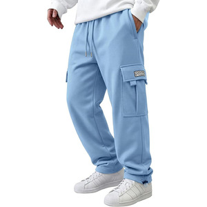 Men's Cargo Sweatpants Drawstring Casual Hiking Pants Joggers Athletic Trousers Cotton Loose Straight Pants for Men - Product Image 1