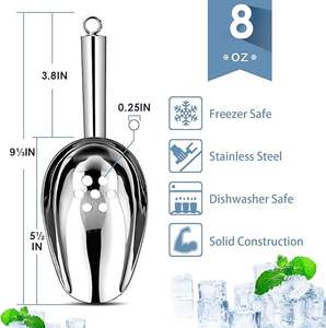 Cuillères à glace en métal, cuillère en acier inoxydable robuste pour la glace, les bonbons, la farine et l'utilisation en cuisine, design durable résistant à la rouille - Product Image 4
