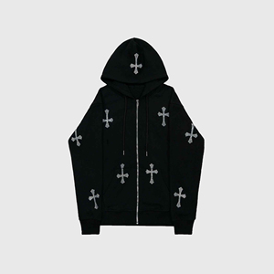 Sweat à capuche d'hiver de luxe personnalisé avec strass et cristaux, streetwear tendance, pull en coton écologique pour homme, qualité supérieure - Product Image 1