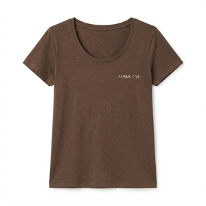 Camiseta de Cuello Redondo para Mujer Hawk Eye, Color Marrón, Manga Corta, Corte Regular, Informal, 100% Algodón Jersey, Transpirable, para Todas las Temporadas - Product Image 5