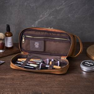 Mens Genuine Leather Toiletry Bag Vintage Dopp <b>Kit</b> Travel Organizer Bag Luxury <b>Shaving</b> Wash Bag Wholesale Price TYG-0102 - Product Image 5