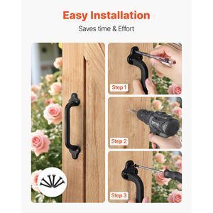 Maniglia per Porta Scorrevole in Acciaio al Carbonio Resistente alla Ruggine, 9 Maniglie Rustiche per Cancelli, Finitura Satinata, Accessori per Cancelli Esterni - Product Image 4