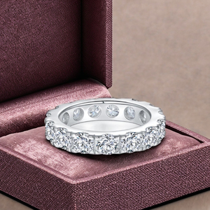 Bague Éternité Vintage en Argent 925 Plaqué Rhodium avec Moissanite VVS de Luxe Starspire, Coupe Brillante, Bijou Fin - Product Image 5