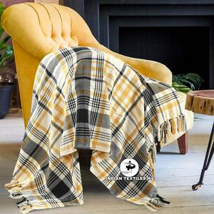 Handmade Luxury <b>Indian</b> Decorative Sofa <b>Throw</b> Blanket with Tassels Soft Material For Living Room - Product Image 3
