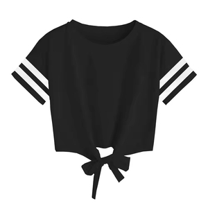 Custom Cotton Ladies Streetwear Summer Loose Fit Crew Neck Breathable Screen Print Hip Hop Appliques Loose Fit Crop <b>Top</b> - Product Image 2
