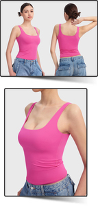 Women <b>Square</b> <b>Neck</b> Seamless Ruched Crop <b>Top</b> <b>Tank</b> <b>Top</b> Solid Color Spandex Polyester Yoga Activewear - Product Image 4