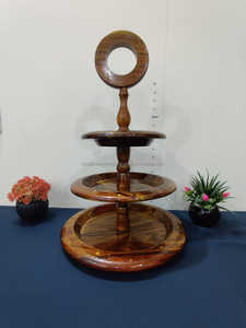 Support à gâteau en bois d'acacia de qualité supérieure pour affichage de fête élégant, finition sans danger pour les aliments, durable, idéal pour la maison et les événements - Product Image 4