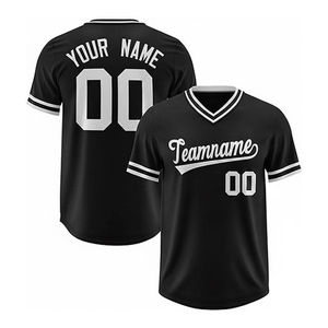 Camiseta de béisbol negra personalizada con cuello en V, manga corta, poliéster que absorbe la humedad, nombre del equipo impreso, ropa para adultos para hombre - Product Image 2