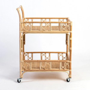 Carrito de bebidas de ratán para decoración del hogar con ruedas, carrito de almacenamiento para cocina, carrito para servir café y té - Product Image 3