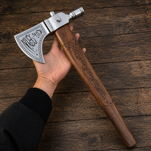 Custom Handmade Viking <b>Axe</b> Carbon Steel Bearded <b>Axe</b> <b>Wooden</b> Handle Outdoor Camping Bushcraft Hatchet with Leather Sheath OEM ODM - Product Image 6