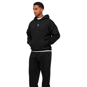 Mens Oversized <b>Black</b> Graphic Hoodie Heavyweight <b>Fleece</b> Pullover Sweatshirt Relaxed Fit Casual Streetwear Style - Product Image 3