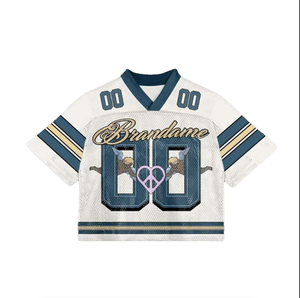 OEM Custom High Quality Polyester <b>Mesh</b> Retro Soccer American Football Jersey Oversized Boxy Shirt Cropped <b>Plus</b> <b>Size</b> Summer - Product Image 1