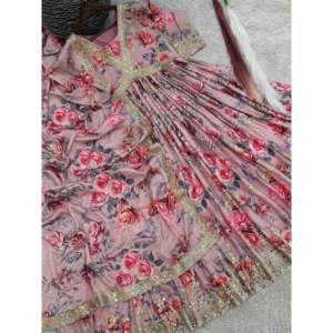 Vestido de diseñador XL Anarkali con estampado digital Dupatta Fancy - Product Image 6