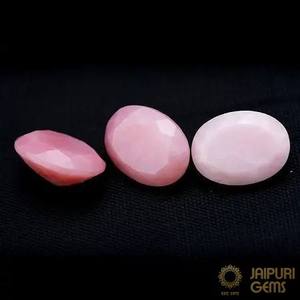 Pierre précieuse naturelle opale rose de Jaipur, taille ovale 6 mm, pierre brute polie certifiée par un tiers pour la fabrication de bijoux - Product Image 1