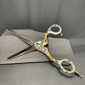 Tijeras de peluquería de color de borde afilado de acero inoxidable para salón profesional plateadas para todo tipo de cabello - Product Image 1