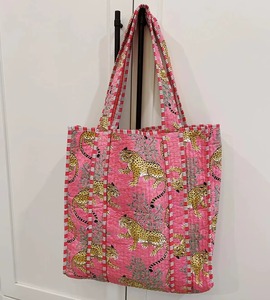 Bolsa de Mano de Algodón con Estampado de Leopardo Rosa, Bolsa de Hombro de Moda para Mujer, Gran Capacidad, para Todas las Temporadas - Product Image 2