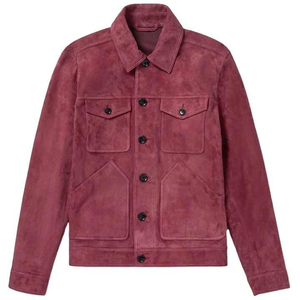 <b>Men's</b> <b>Suede</b> Leather <b>Jacket</b> Solid Color Button Closure Casual Style Front Pockets No Hooded sample Available - Product Image 1