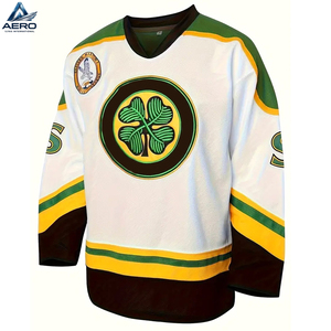 Nueva Camiseta de Hockey sobre Hielo para Adultos, Personalizada 2026, con Rayas Negras y Verdes, Cuello en V, Manga Larga, Corte Holgado, 100% Poliéster - Product Image 2