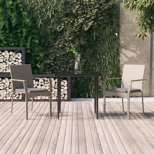 Set da Pranzo da Giardino in Rattan Grigio per 2 Persone, Struttura in Alluminio, Resistente alle Intemperie, Design Contemporaneo - Product Image 1