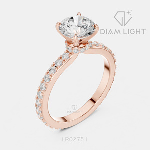 Bague de fiançailles en or blanc 14 carats avec diamant de laboratoire 1,00 carat, couleur F+, clarté VS+, taille ronde, sertissage pavé, bague de mariage - Product Image 4