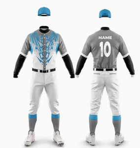 Ensemble uniforme de baseball pour hommes, maillot à manches longues 100 % polyester, impression par sublimation, évacuation de l'humidité, coupe classique, toutes saisons - Product Image 2