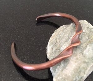 Vintage <b>Copper</b> Cuff <b>Bracelet</b> With Turquoise Patina Finish Handmade Unisex Jewelry women hand wear antique - Product Image 3