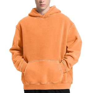 OEM Men Winter Hoodies Heavyweight Cotton Fleece Acid <b>Wash</b> Oversized Streetwear Custom Logo - Product Image 6