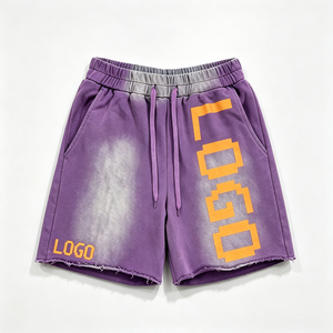Acid Washed for Canvas 100% Cotton Breathable Quick Dry Street Style Zipper Fly Raw Frayed Edge <b>Sweat</b> <b>Shorts</b> <b>Men</b> Women Retro - Product Image 1