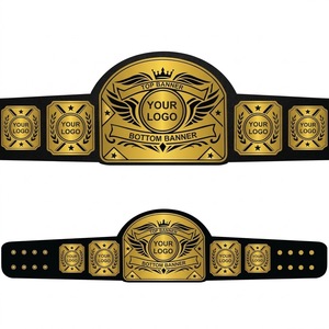 Ceinture de championnat personnalisable en or avec plaques latérales pour la boxe, la lutte, le MMA, les arts martiaux, ceinture de championnat personnalisée - Product Image 1