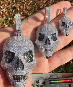Moissanite <b>Skull</b> Hiphop Pendant 925 Silver 18K Gold Plated Rhodium Plated Round Brilliant Cut Luxury Unisex Everyday Wear - Product Image 5