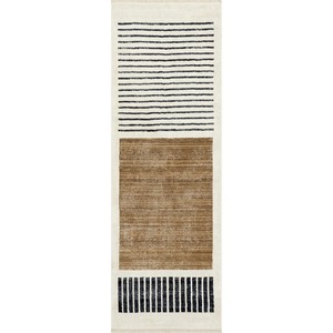 Tapis moderne en jute rayé, rectangulaire, tissage plat, noir et marron naturel, adapté aux animaux domestiques, pour exercices, pique-niques, couloir, décoration - Product Image 4