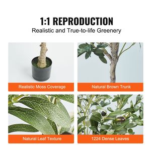 Albero di Ulivo Artificiale Alto 2,4 m in PE Sicuro con Protezione Anti-Ribaltamento, Bassa Manutenzione, Pianta Finta Realistica - Product Image 1