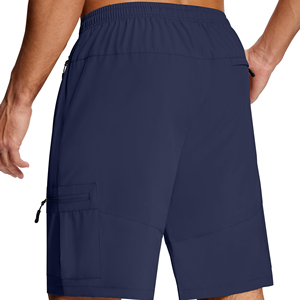 <b>Men's</b> Navy Blue Quick Dry Cargo <b>Shorts</b> Knee Length Elastic Waist Drawstring <b>Zip</b> <b>Pockets</b> - Product Image 4