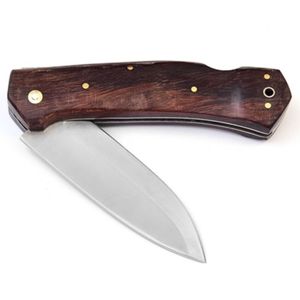 Couteaux pliants classiques avec lame à motif damas, manche en bois lisse et goupilles métalliques pour le camping, la randonnée et les activités de plein air - Product Image 5