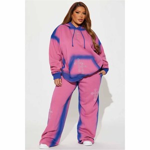 <b>Tech</b> Fleece Acid <b>Wash</b> Sun Faded Rhinestone Streetwear Solid Heavyweight Quick-Drying Breathable Women's Flared Sweatpants Hoodie - Product Image 3