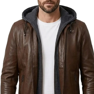 <b>Men's</b> PU Leather <b>Jacket</b> Hooded Motorcycle Slim Fit Casual <b>Men</b> Winter <b>Biker</b> Hooded Leather <b>Jacket</b> - Product Image 3
