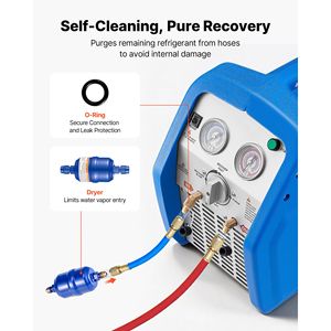 Machine de récupération de réfrigérant portable 1 HP 120V, unité de récupération de climatisation à double cylindre pour liquide et vapeur, 1750 tr/min - Product Image 5