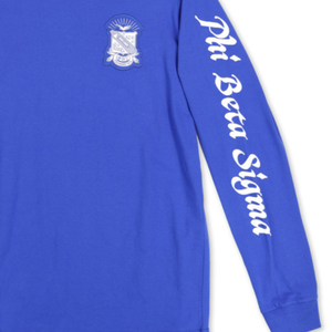 เสื้อยืดแขนยาวสีน้ำเงินรอยัล ลายตัวอักษรกรีก 1914 เสื้อสมาคมพี่น้องชาย แบรนด์ Phi Beta Sigma ผ้าฝ้ายลำลอง - Product Image 3