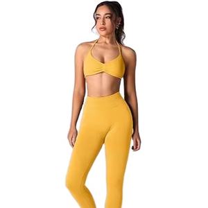 Nouveauté 2026, ensemble 2 pièces pour femmes de qualité supérieure, respirant, uni, logo personnalisé, soutien-gorge de sport et leggings - Product Image 1